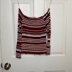 Off the shoulder Striped Crop Top